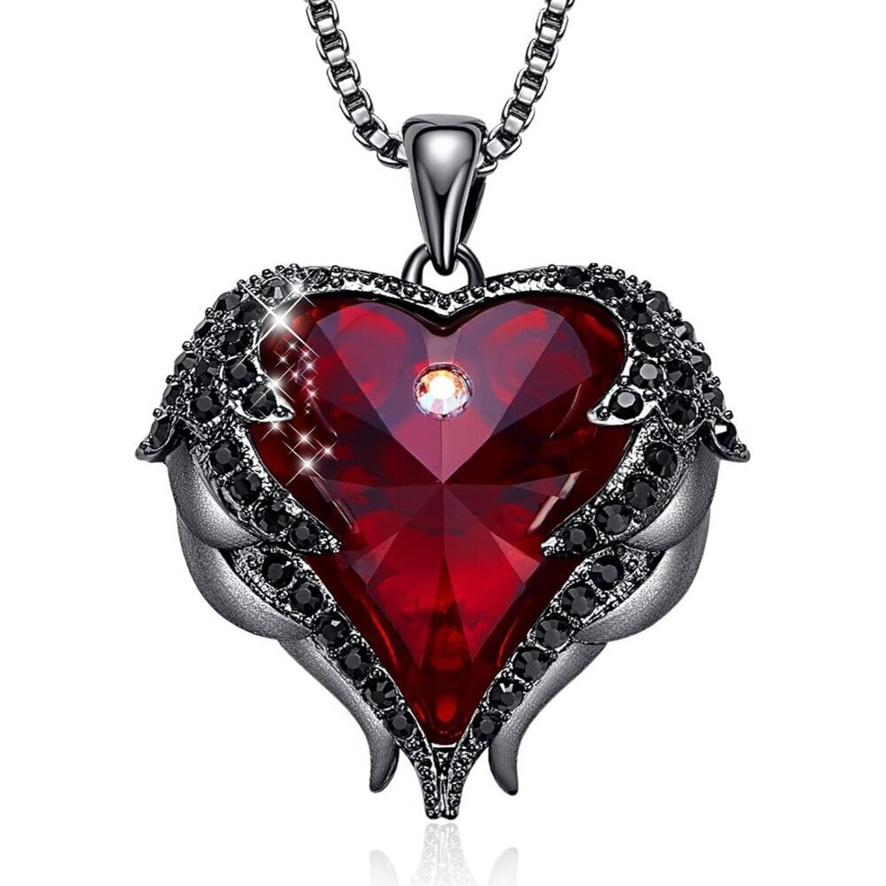 🆕Women Silver Tone/Gold Tone Angel Wing Love Heart Pendant Necklace